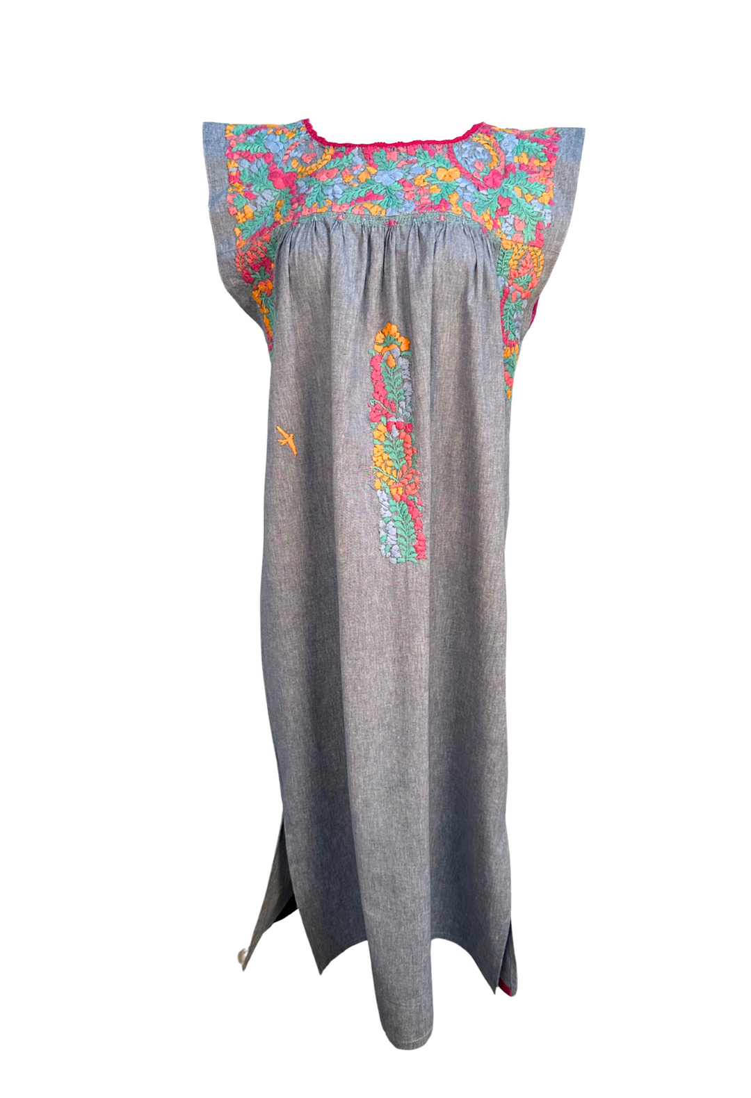 Azul Gris y Multicolor Midi Dress