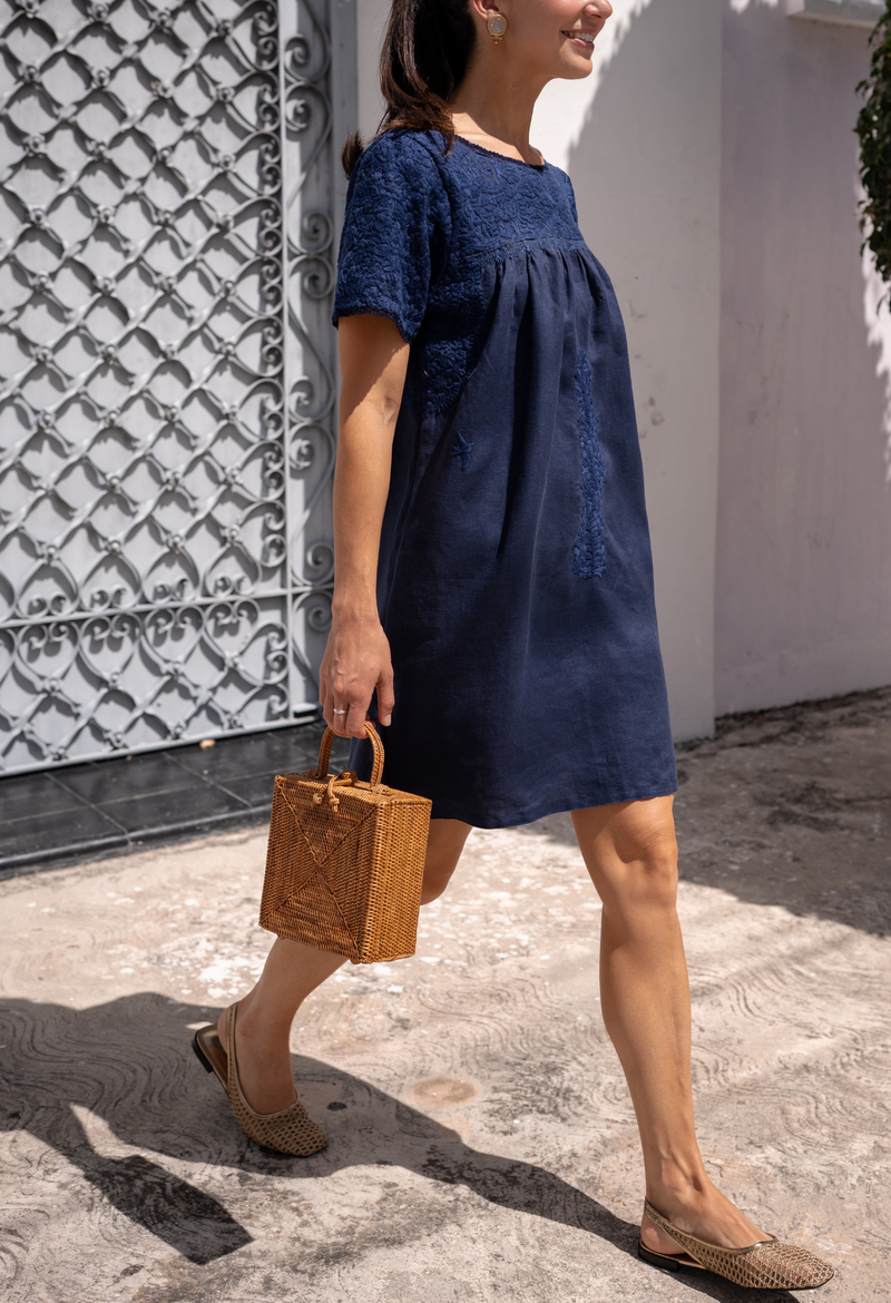 Liliana Azul Marino Short Dress