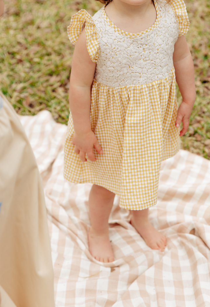 Lolita Girls Dress Childrens Lolita Yellow Gingham Girl's Dress Lolita Yellow Gingham Girl's Dress