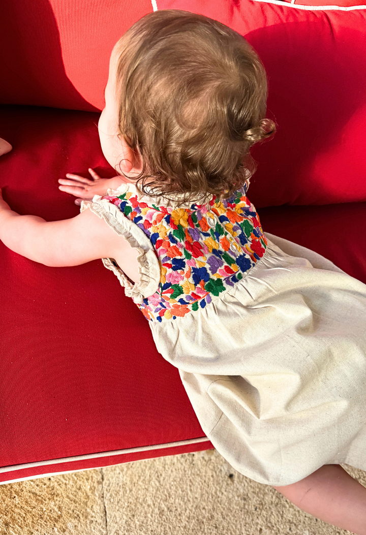 Rosita Girls Dress Childrens Rosita Marfil y Multicolor Rosita Marfil y Multicolor