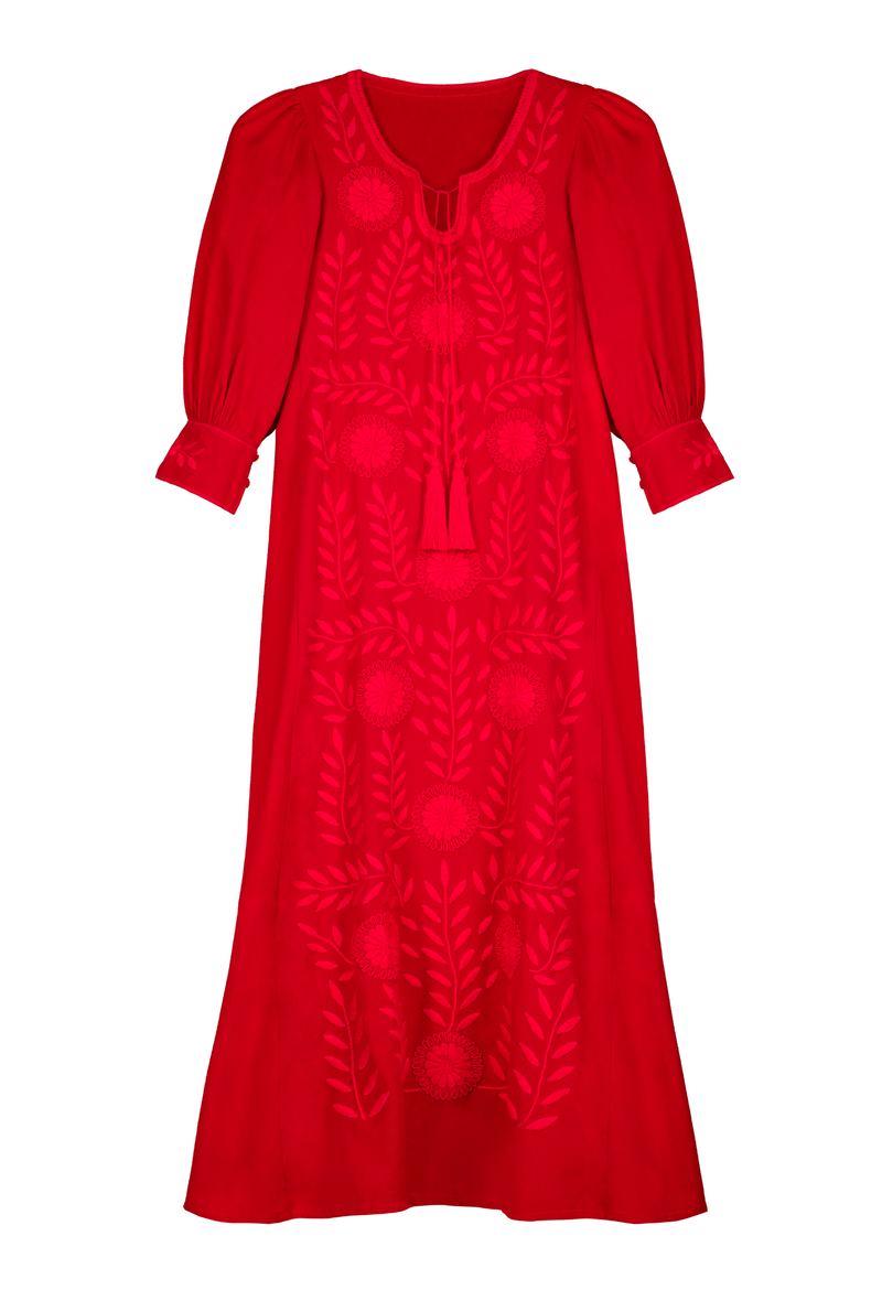 Adela Red Midi Dress