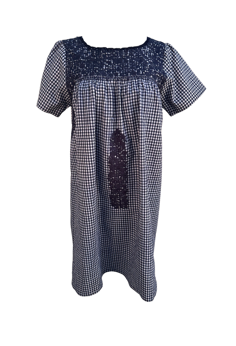 Liliana Blue Gingham Short Dress