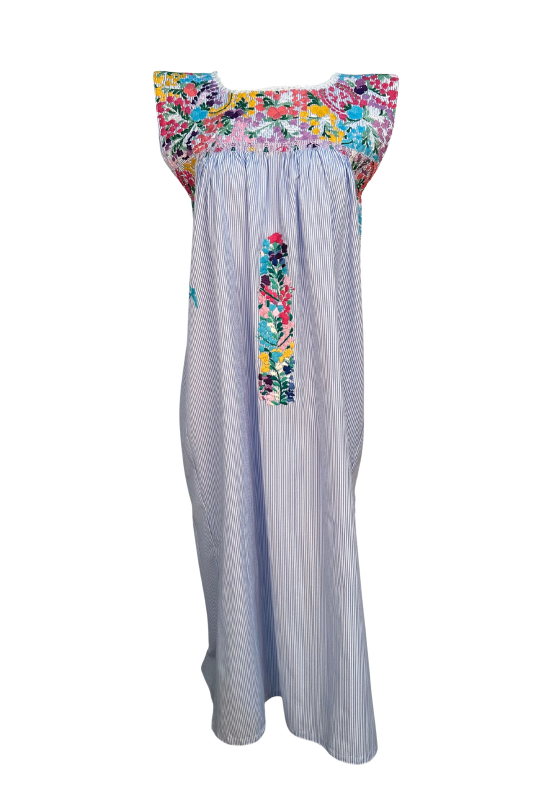 Rayas Azules y Multicolor Midi Dress