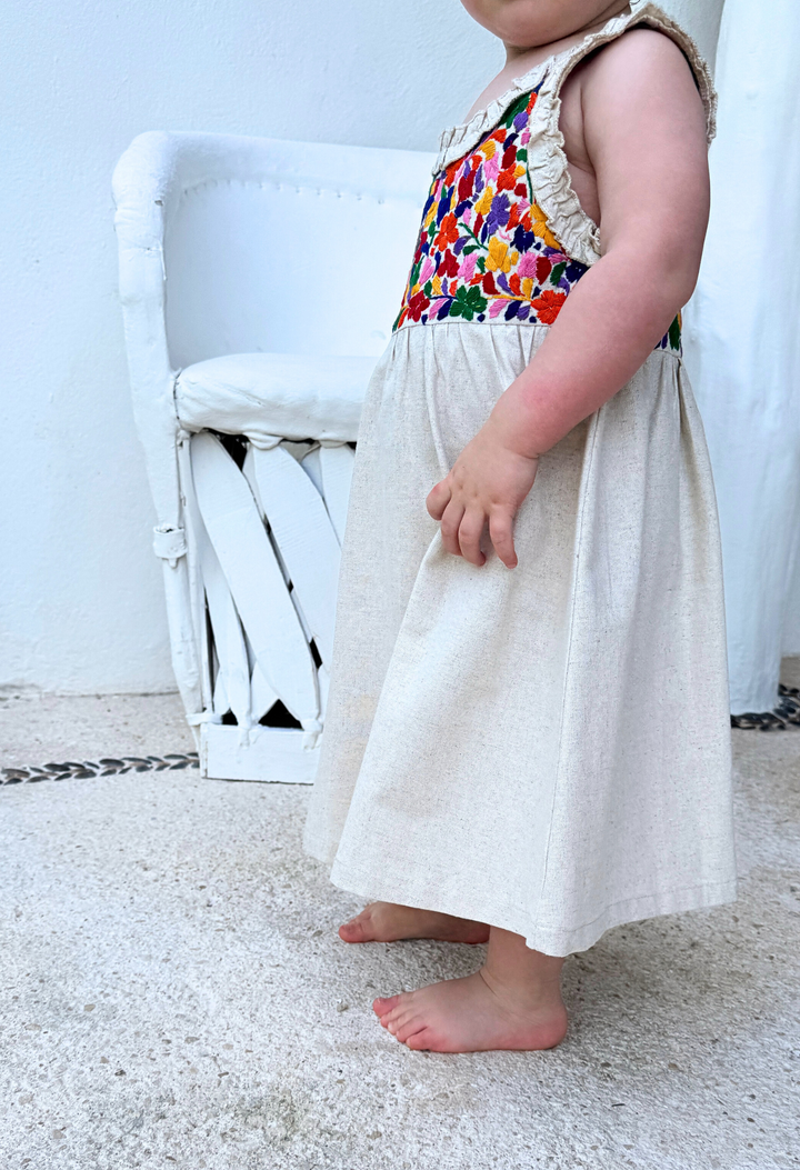 Rosita Girls Dress Childrens Rosita Marfil y Multicolor Rosita Marfil y Multicolor
