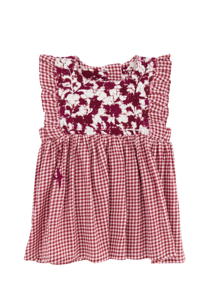 Ines Gingham Granate Girl's Dress