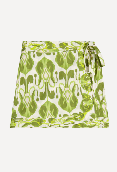 Amaya Short Wrap Skirt Skirt Amaya Green Fiesta Print Short Skirt Amaya Green Fiesta Print Short Skirt