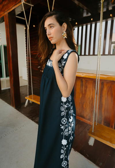 Mia Long Dress Dress Mia Navy and White Midi Dress Mia Navy and White Midi Dress