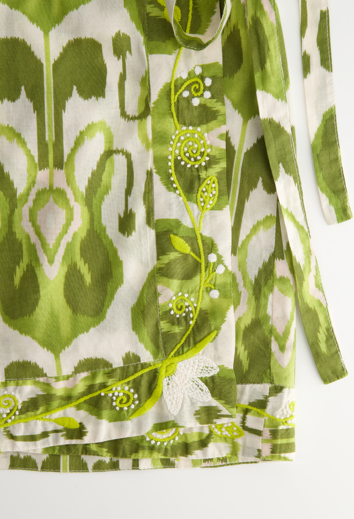 Amaya Short Wrap Skirt Skirt Amaya Green Fiesta Print Short Skirt Amaya Green Fiesta Print Short Skirt