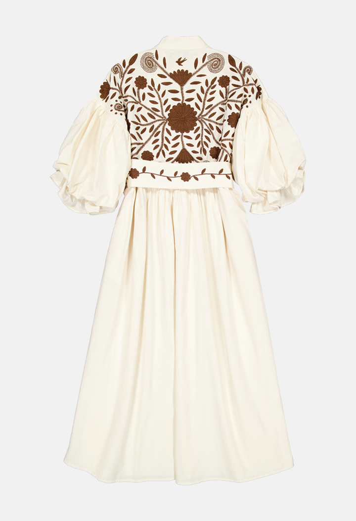Francisca Long Dress Dress Francisca Ivory and Brown Long Dress Francisca Ivory and Brown Long Dress