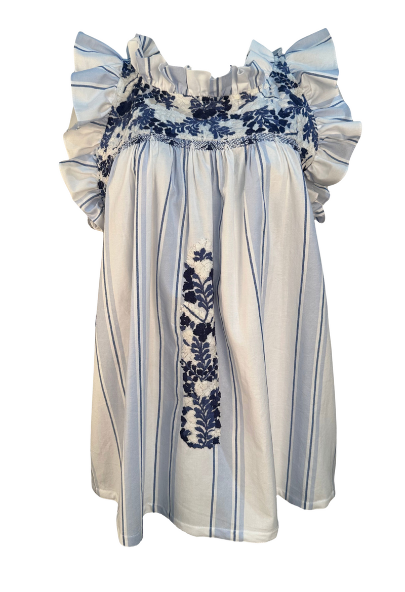 Olivia Rayas Azules y Blancas Blouse