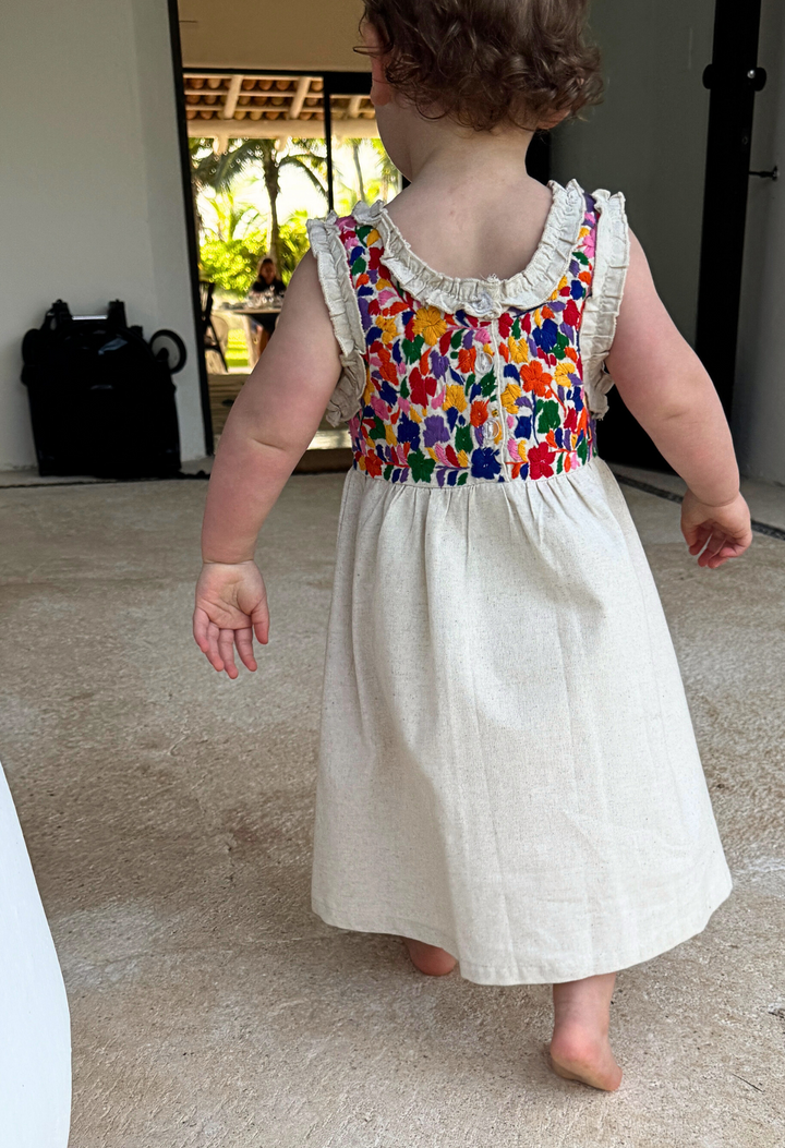 Rosita Girls Dress Childrens Rosita Marfil y Multicolor Rosita Marfil y Multicolor