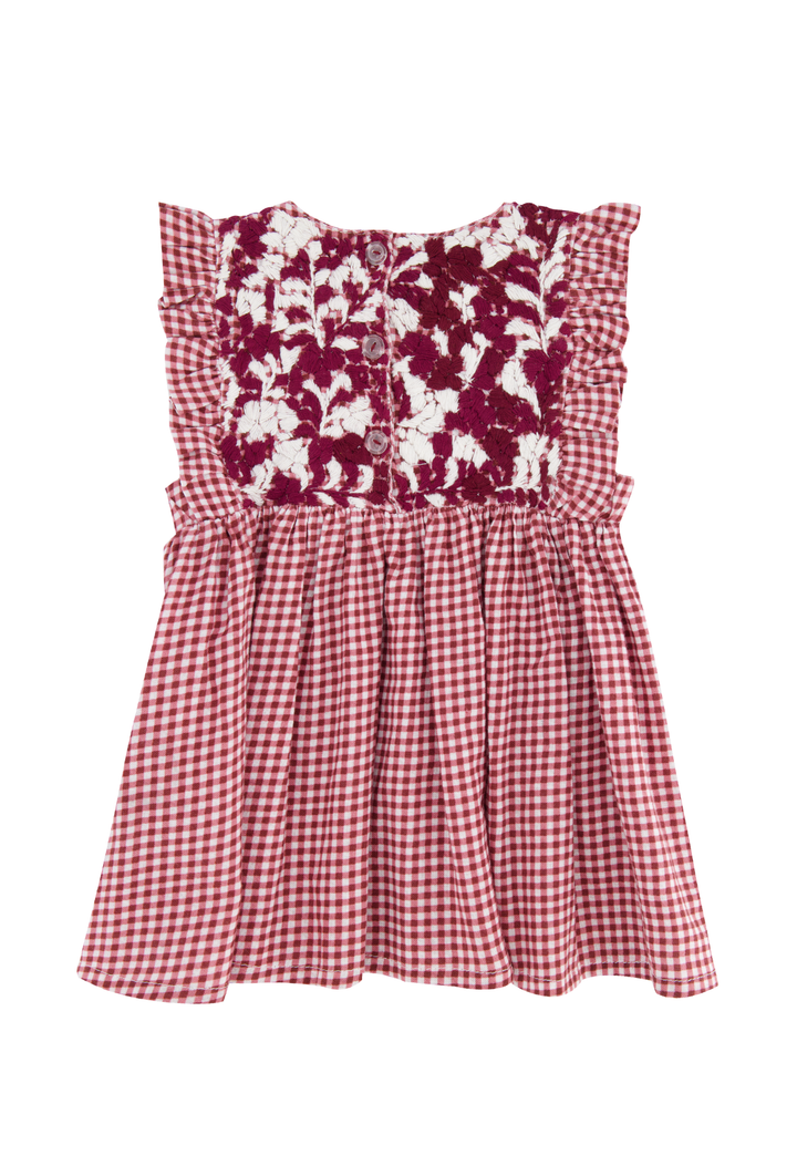 Ines Gingham Granate Girl's Dress