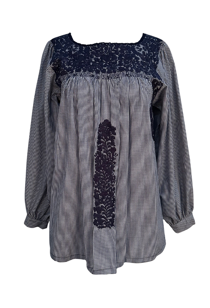 Catalina Azul Gingham Blouse