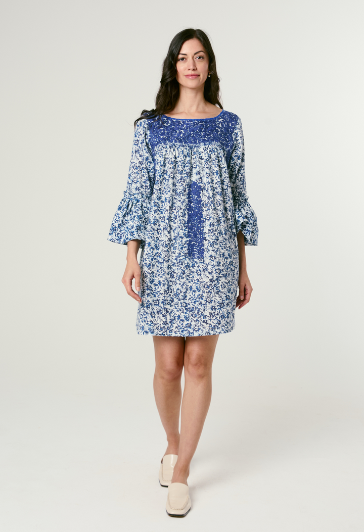 Leona Azul Floral Short Dress