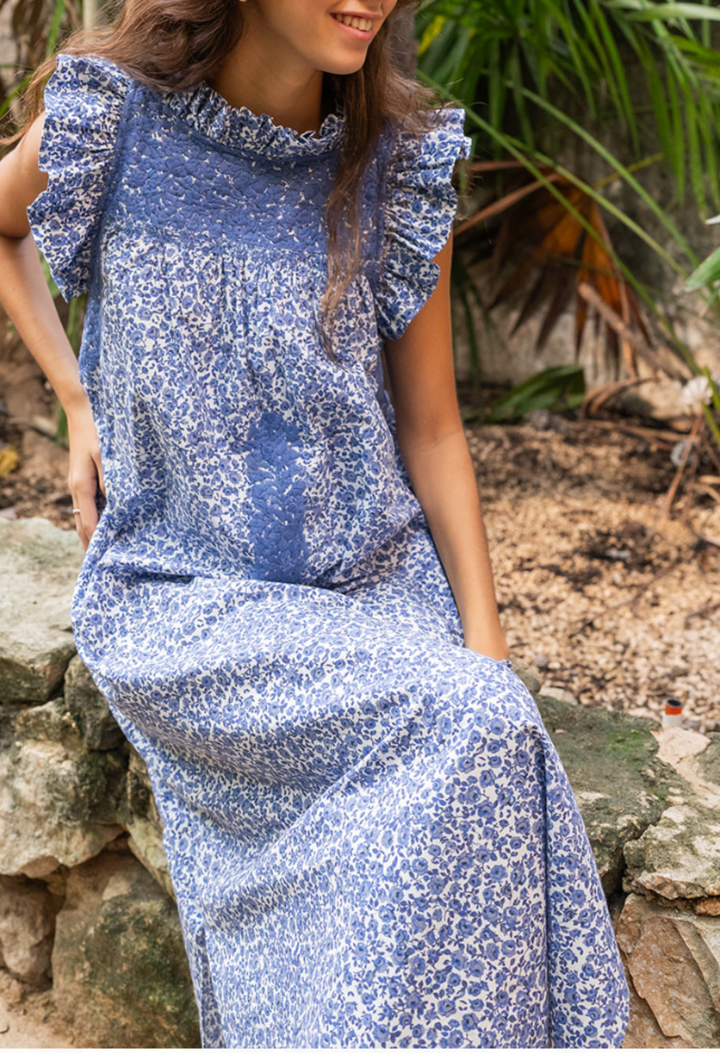 Olivia Blue Floral Midi Dress