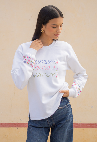 Amor White Sweatshirt