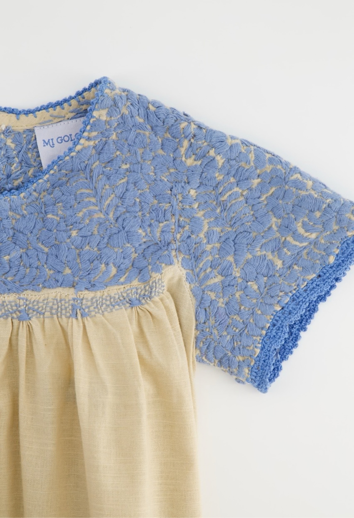 Victoria Girls Dress Childrens Victoria Beige and Blue Girl's Dress Victoria Beige and Blue Girl's Dress