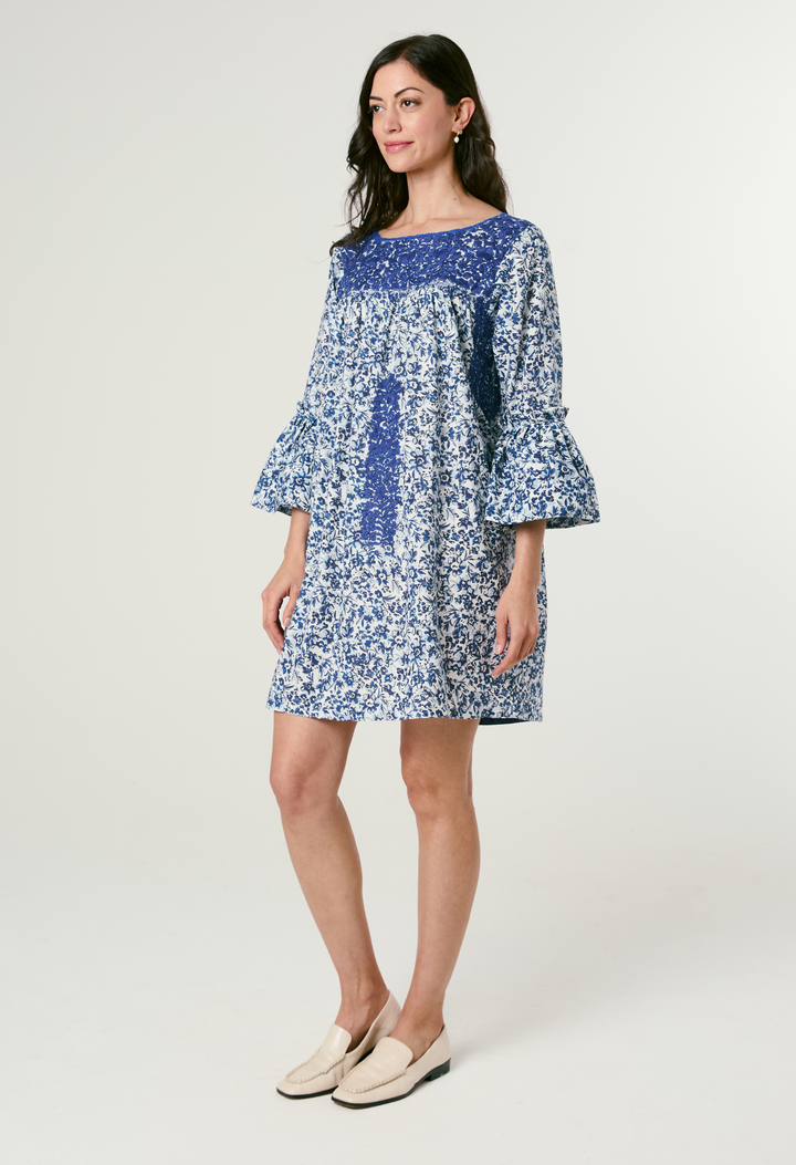 Leona Azul Floral Short Dress