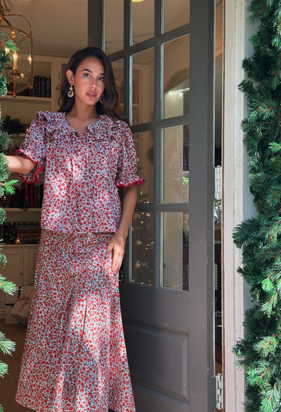 Alexa Red Floral Blouse