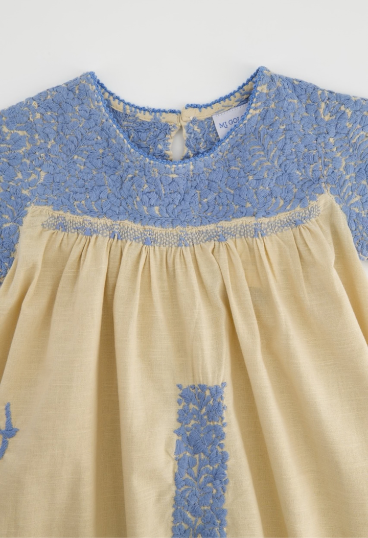 Victoria Girls Dress Childrens Victoria Beige and Blue Girl's Dress Victoria Beige and Blue Girl's Dress