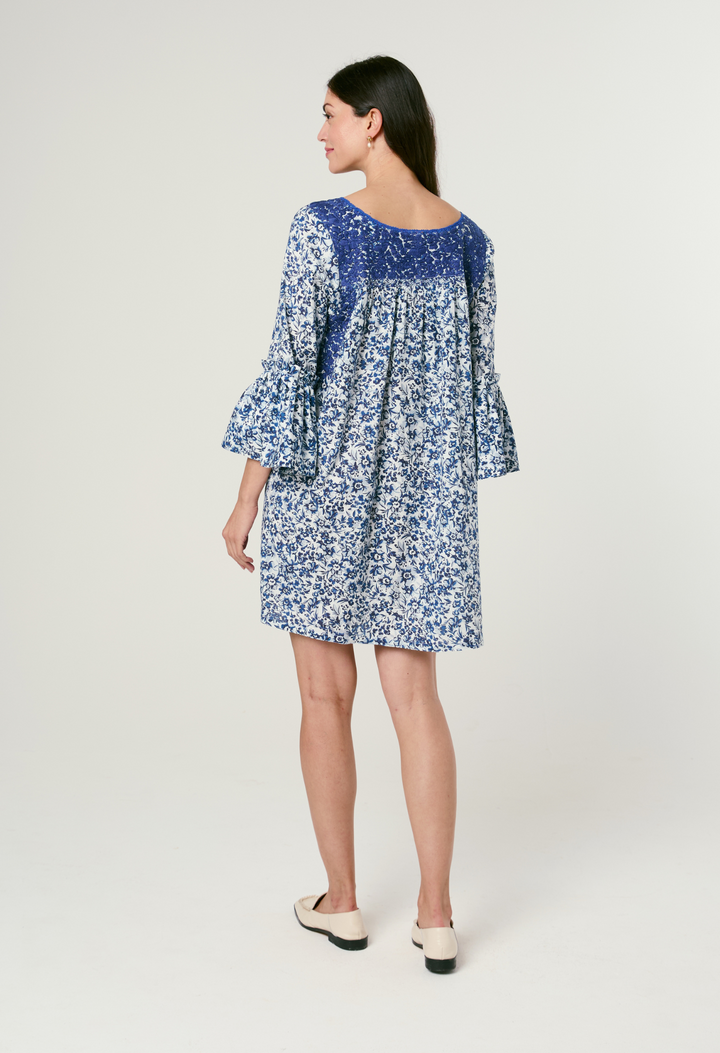 Leona Azul Floral Short Dress