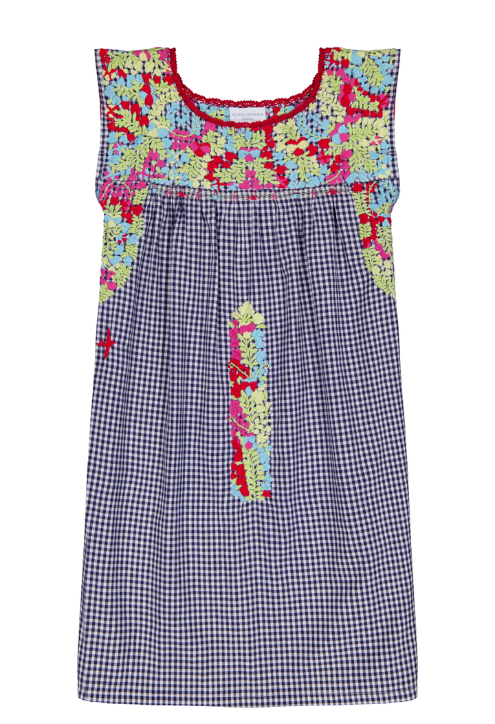Flores Short Dress Dress Flores Navy Gingham Fiesta Short Dress Flores Navy Gingham Fiesta Short Dress