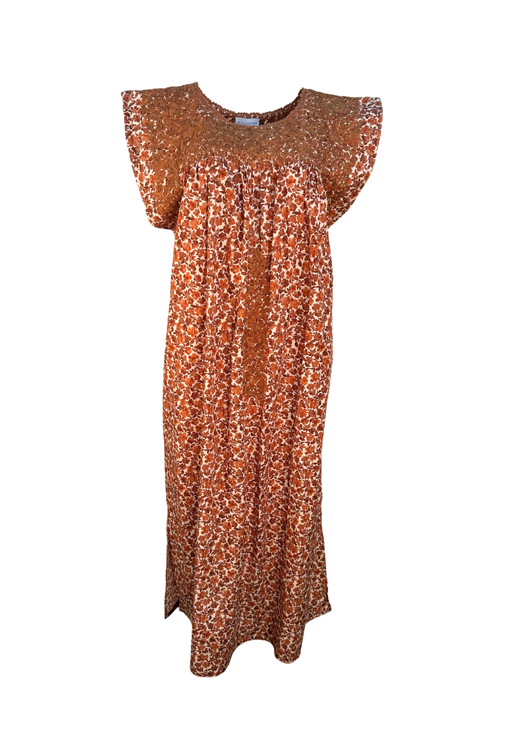 Floral Naranja Midi Dress