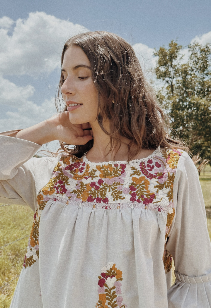 Leona Khaki Otoñal Short Dress