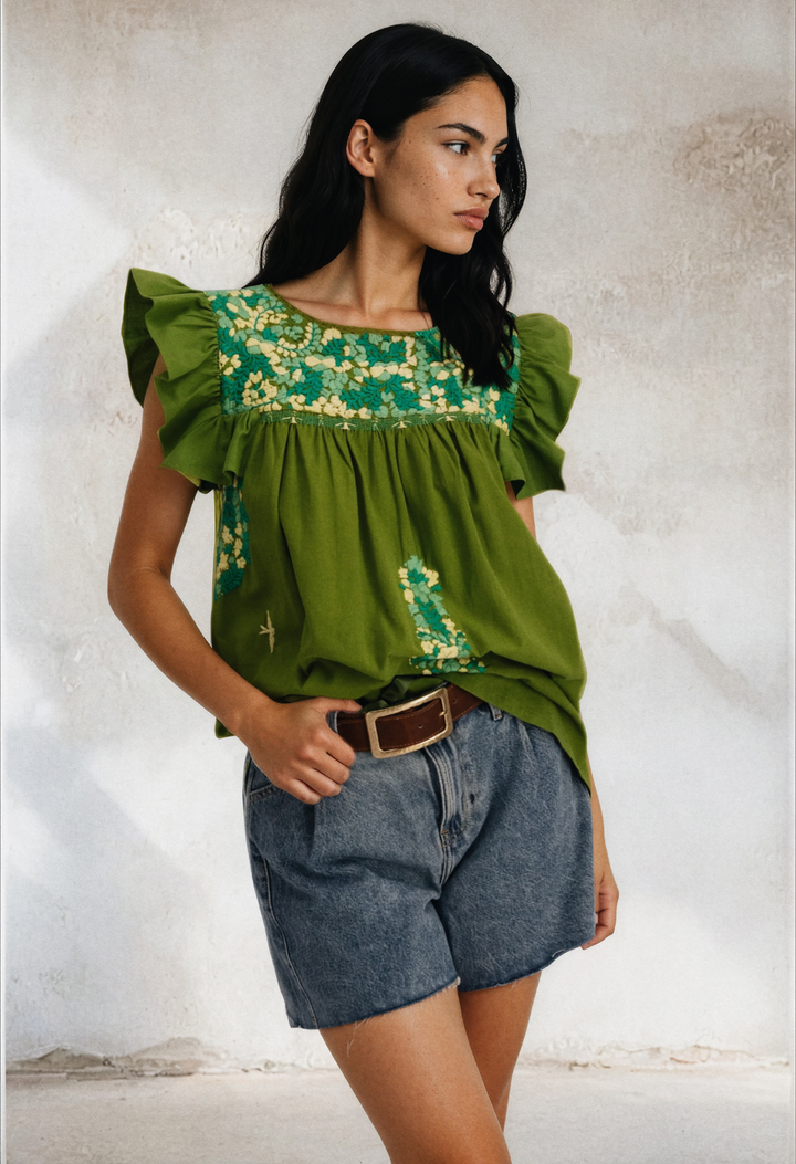 Soledad Blouse Blouse Soledad Green and Turquoise Blouse Soledad Green and Turquoise Blouse