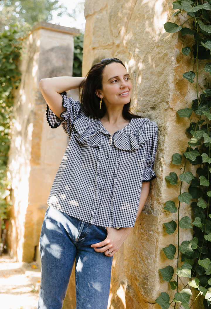 Alexa Black Gingham Blouse