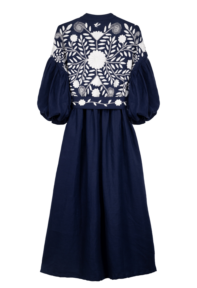 Francisca Azul Marino Midi Dress