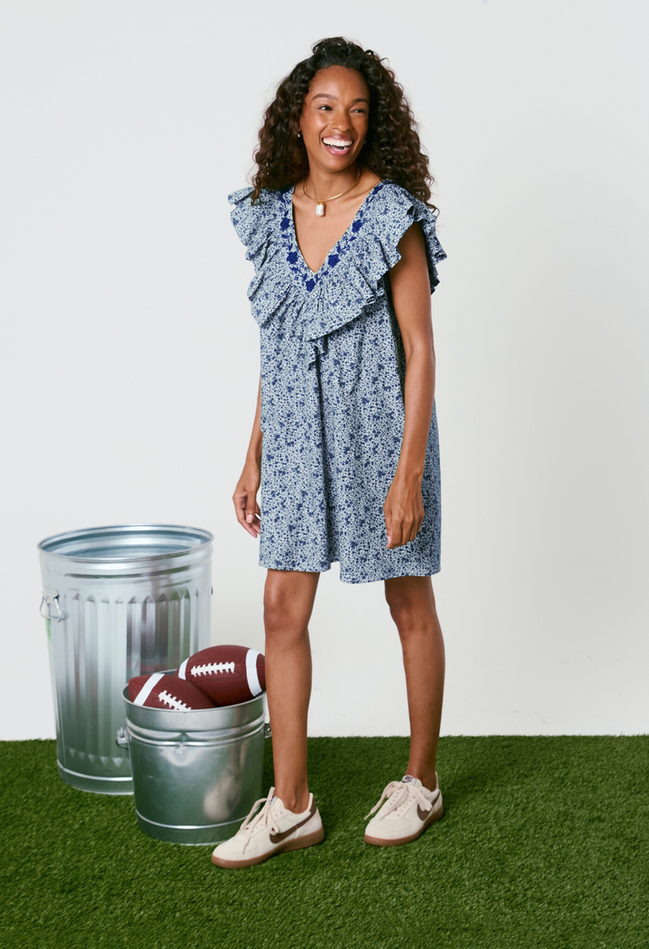 Andrea Flores Azules Short Dress