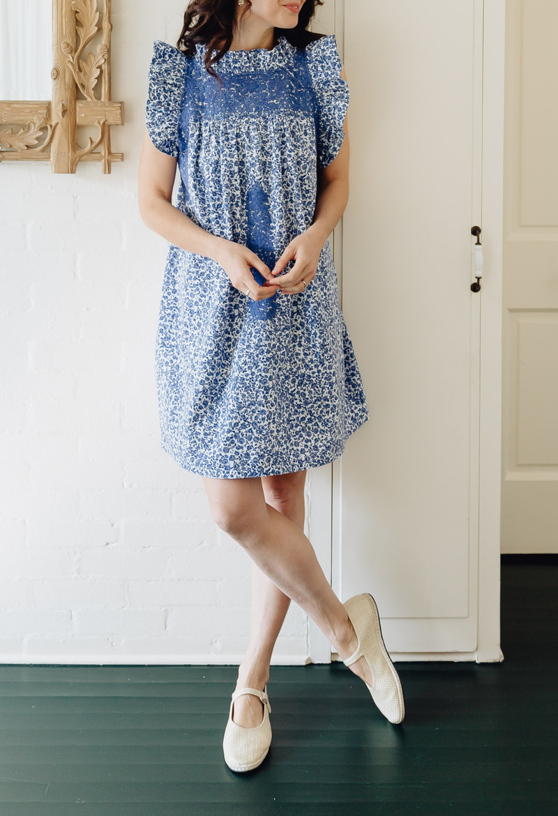 Olivia Blue Floral Short Dress