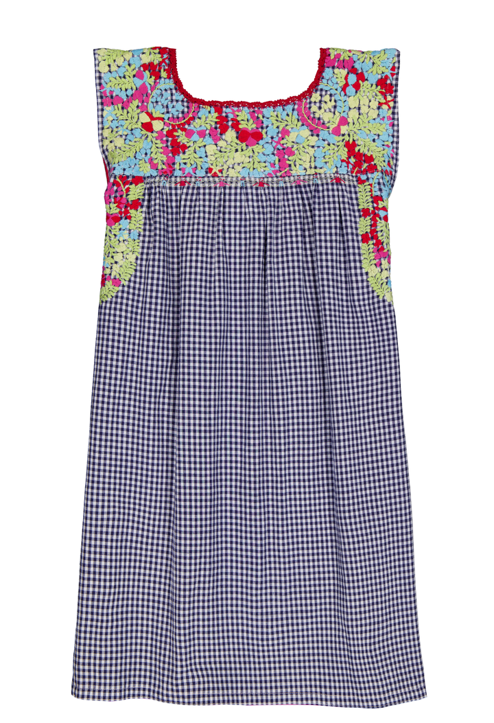 Flores Short Dress Dress Flores Navy Gingham Fiesta Short Dress Flores Navy Gingham Fiesta Short Dress