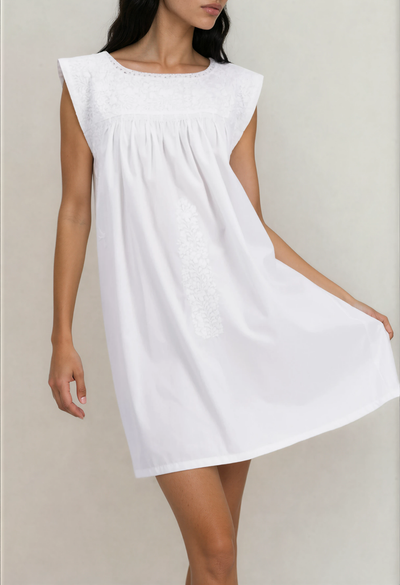 Flores Short Dress Dress Flores Classic White Short Dress Flores Classic White Short Dress | Mi Golondrina