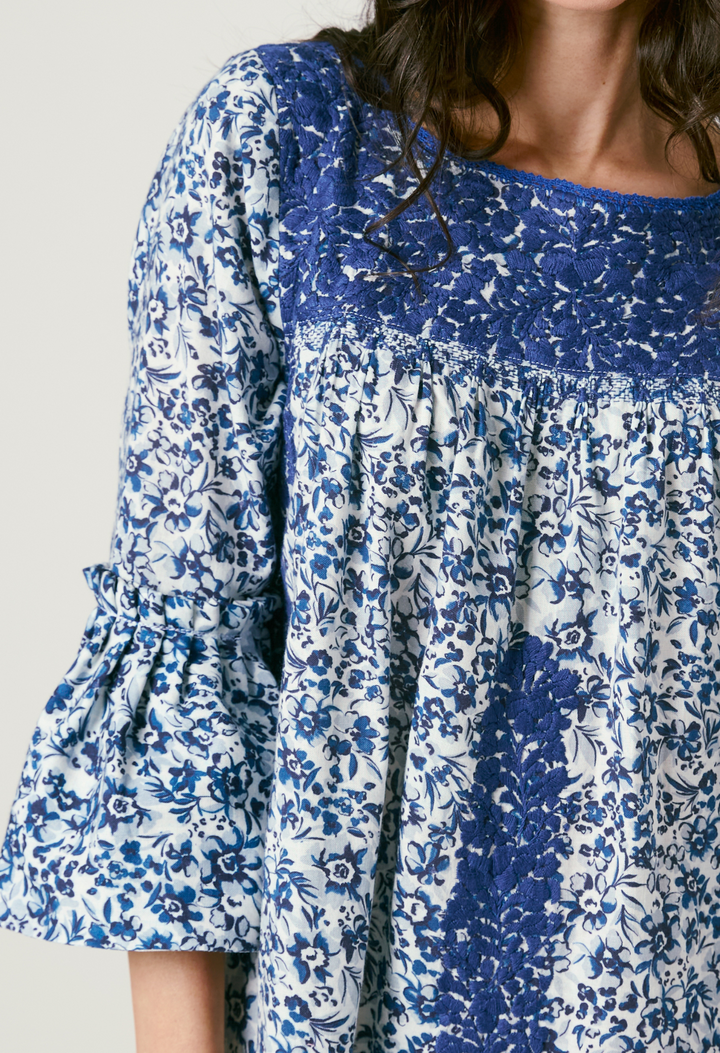 Leona Azul Floral Short Dress