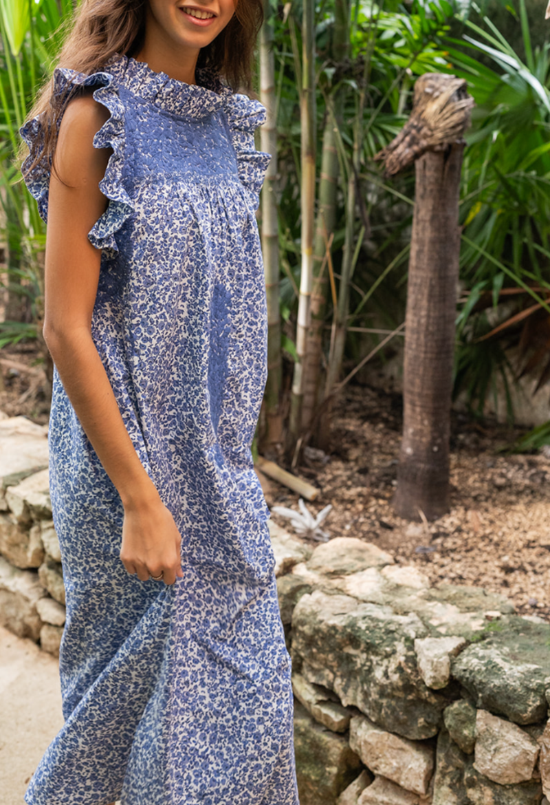 Olivia Blue Floral Midi Dress
