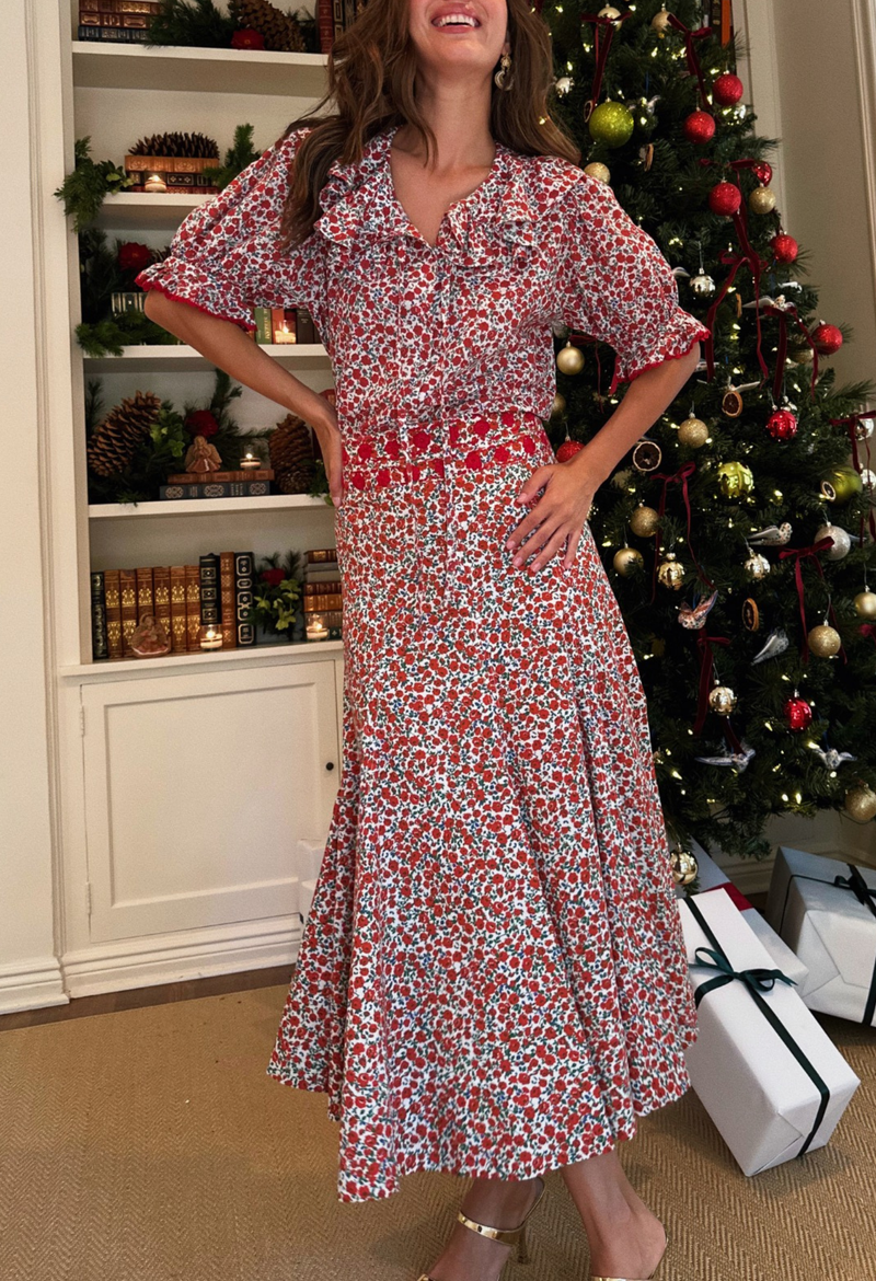 Alexa Red Floral Blouse