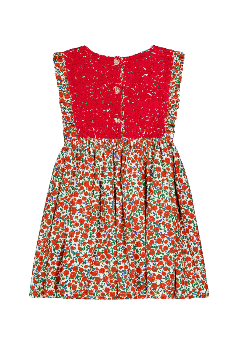 Ines Red Floral Girl's Dress