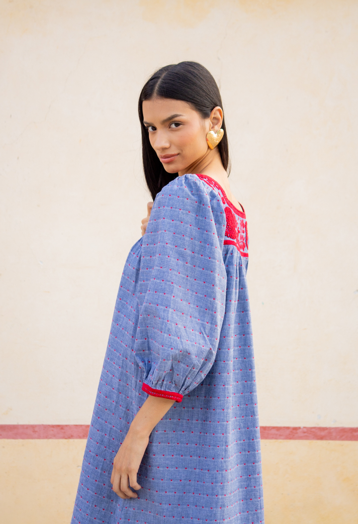 Marta Denim Heart Short Dress