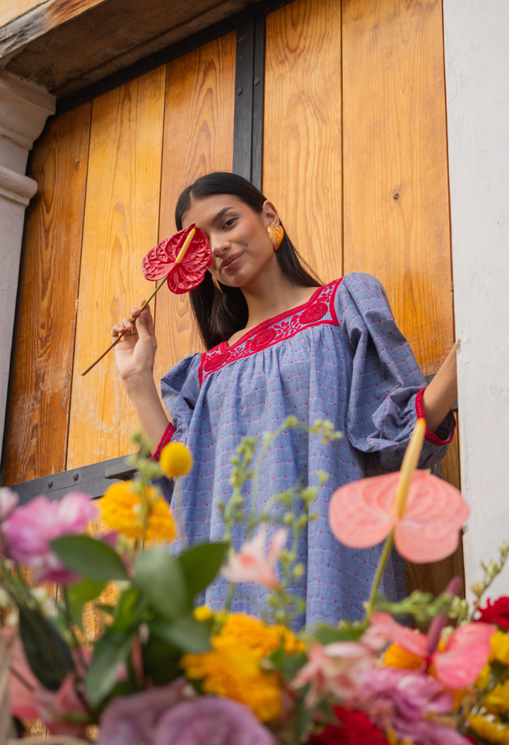 Marta Denim Heart Short Dress