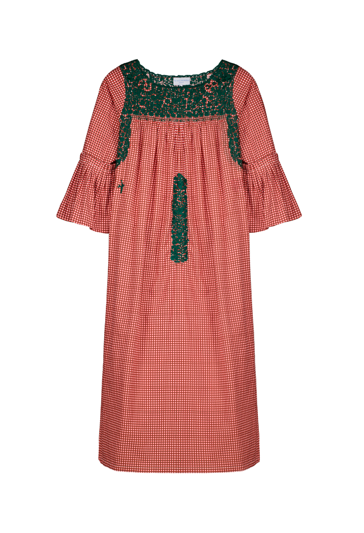 Leona Red Gingham Midi Dress