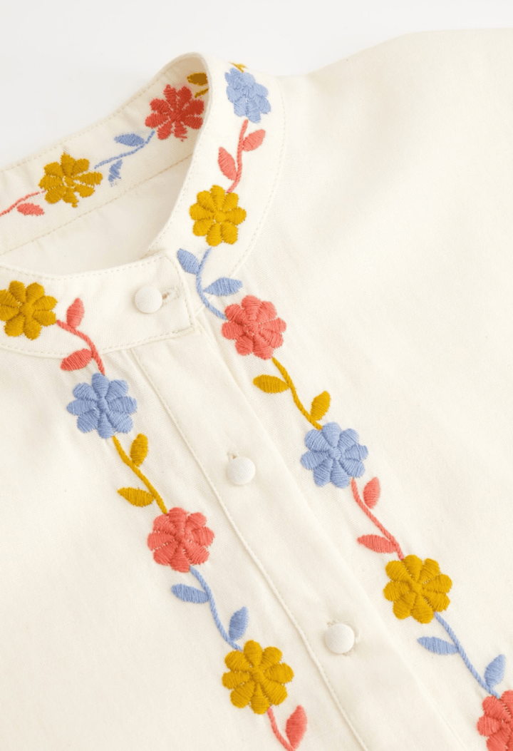 Francisca Blouse Blouse Francisca Cream, Coral, and Blue Blouse Francisca Cream, Coral, and Blue Blouse