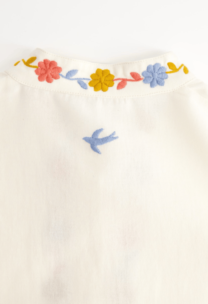 Francisca Blouse Blouse Francisca Cream, Coral, and Blue Blouse Francisca Cream, Coral, and Blue Blouse