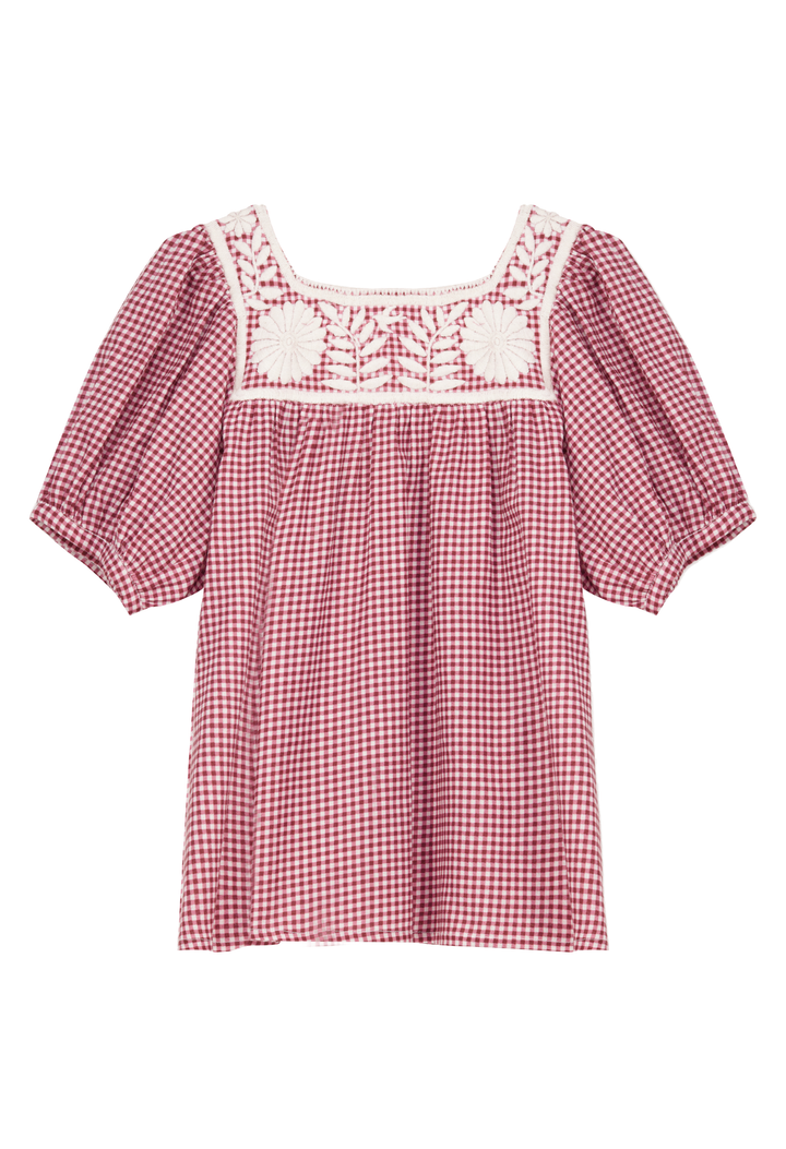 Maria Gingham Granate Blouse