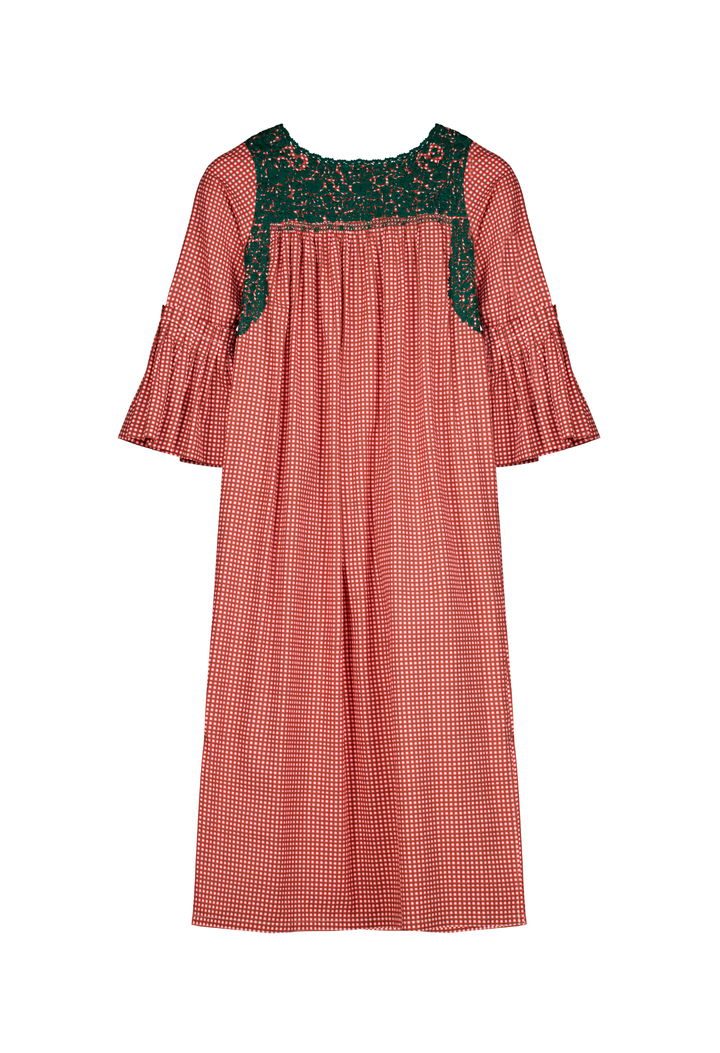 Leona Red Gingham Midi Dress