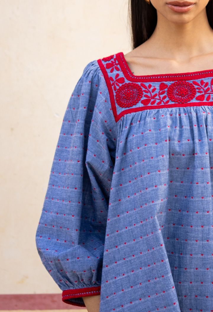 Marta Denim Heart Short Dress