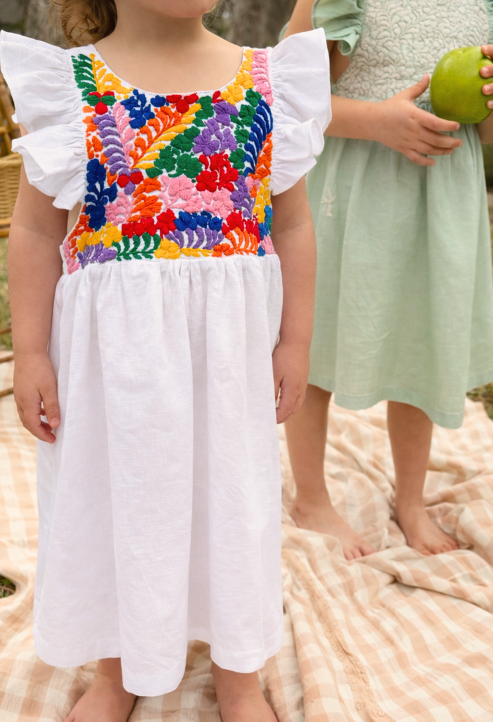 Maya Girl Dress Childrens Maya White Fiesta Girl's Ruffle Dress Maya White Fiesta Girl's Ruffle Dress