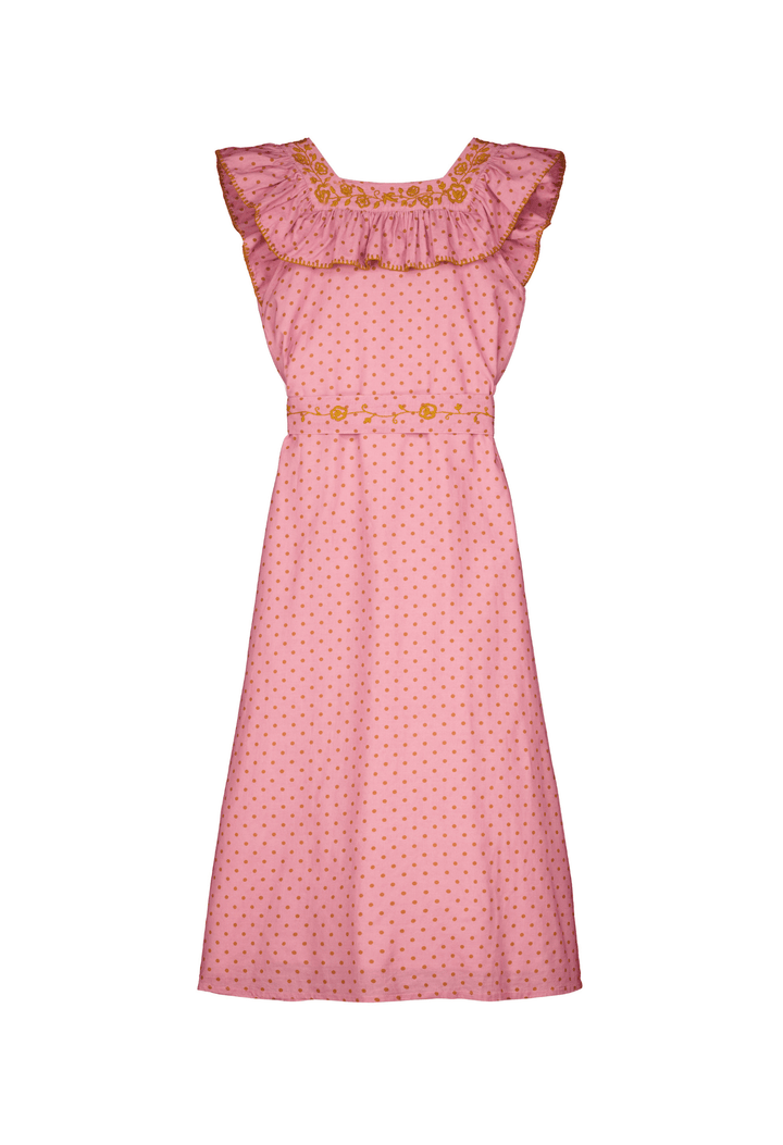 Karla Long Dress Dress Karla Cranberry Polka Dot Midi Dress Karla Cranberry Polka Dot Midi Dress