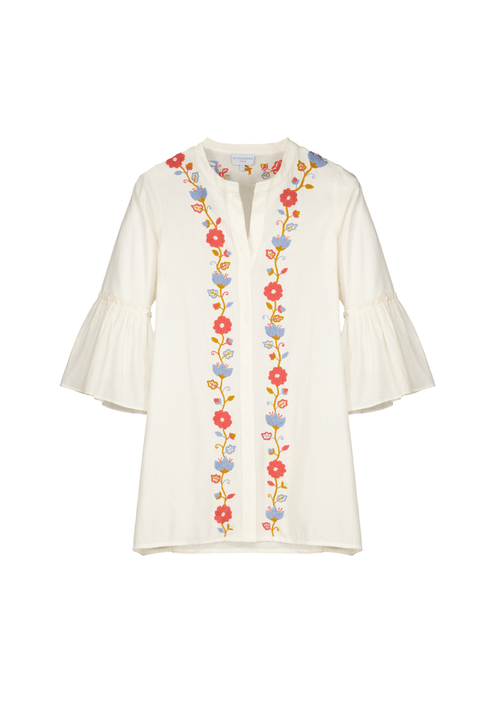 Leona Short Dress Dress Leona Cream, Coral, and Blue Short Dress Leona Cream, Coral, and Blue Short Dress